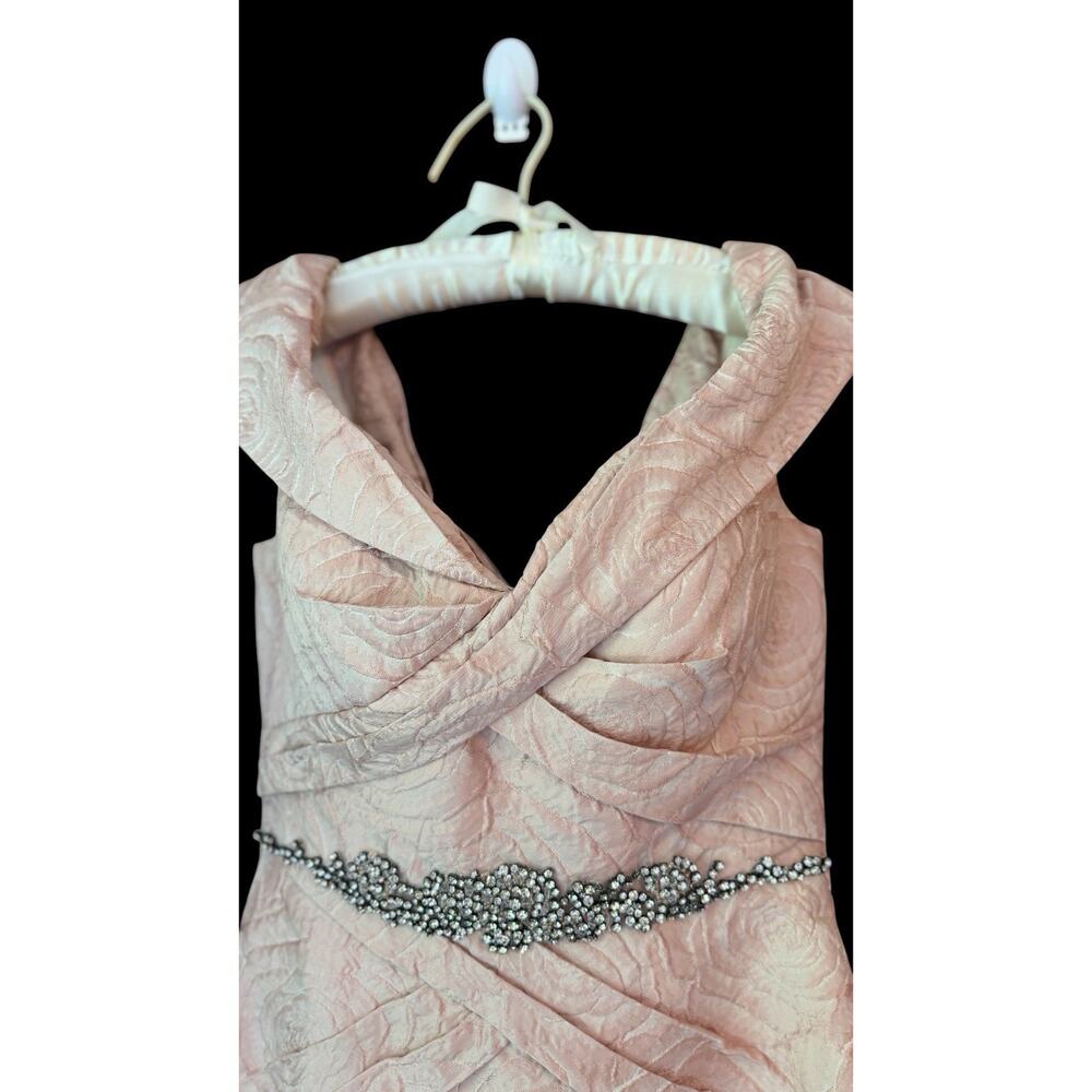 Terani Couture Womens Pink Blush Off Shoulder Jacquard Mermaid Formal Gown Sz. 6 - Picture 3 of 12